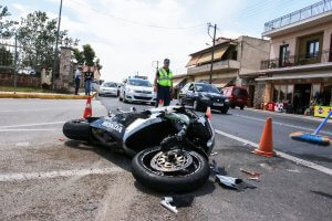 Photo of a Crash Scene After a Motorcycle Accident